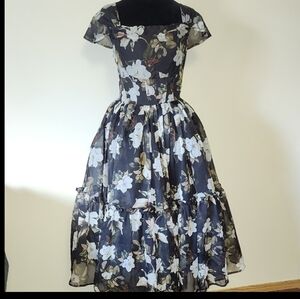 Ivy City Co Magnolia Floral Organza Dress Size 00 NWT Romantic Formal Mini Dress